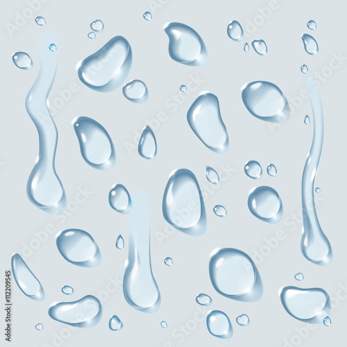 Vector realistic isolated water drop set.