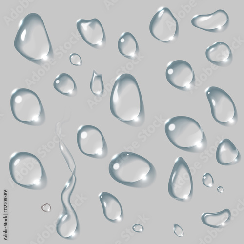 Vector realistic isolated water drop set.