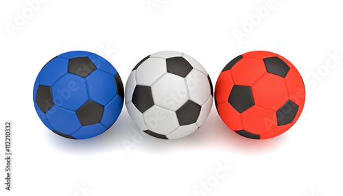 French flag  Tricolor soccer balls  3d illustration