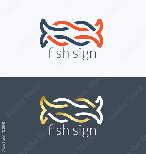 Two fish line icon, logo.
