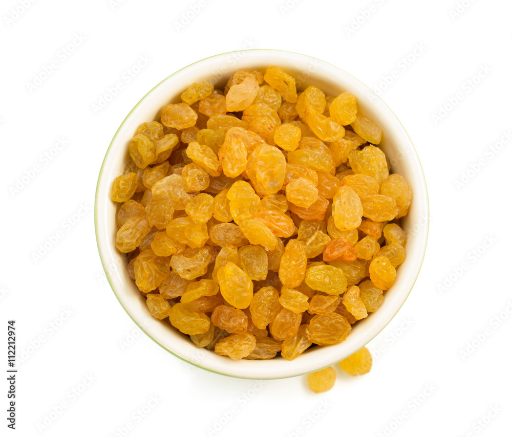 raisins in bowl isolated on white raisins in bowl isolated on white
