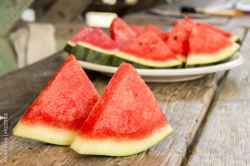 Seedless watermelon cut into wedges