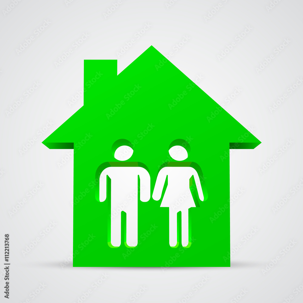 Family icon and house. Vector illustration Family icon and house. Vector illustration