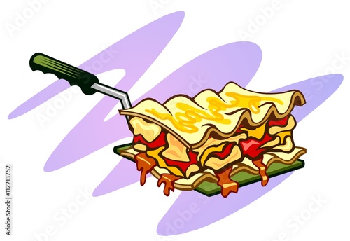 A tasty serving of lasagna with melty cheese and sauce