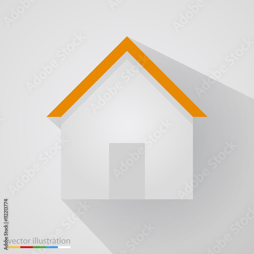 Flat home sign on white background with shadow