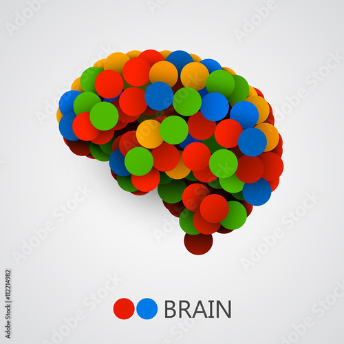 Abstract creative concept of brain made with circles. Vector illustration