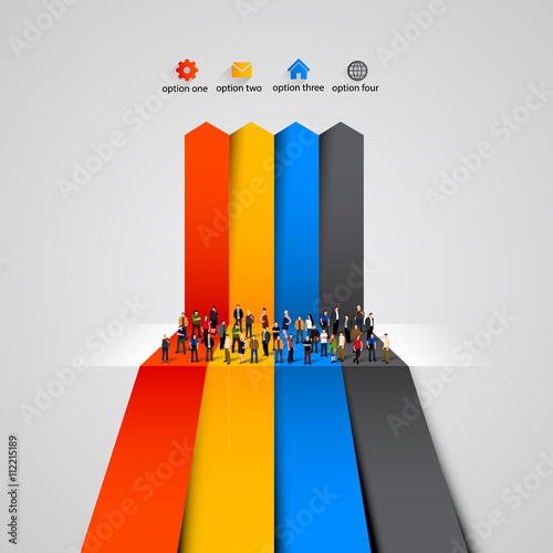 People crowd on the graph. Vector illustration