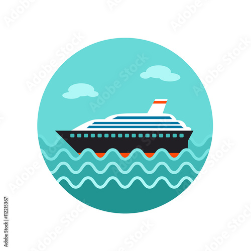 Cruise transatlantic liner ship icon. Vacation