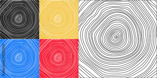Vector conceptual background with tree-rings. Tree cut. Stump. Snag.