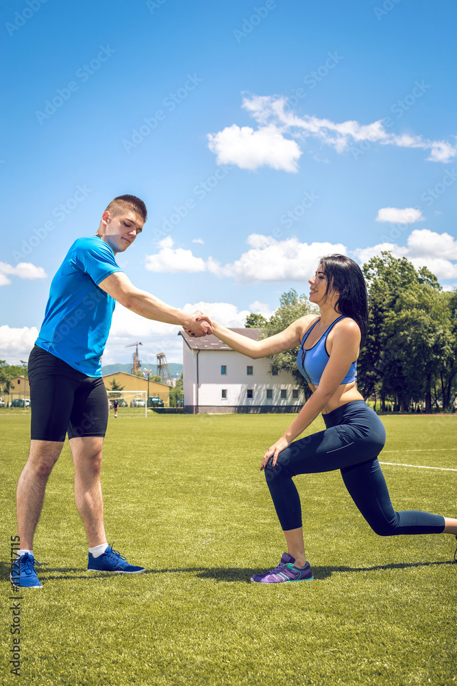 Obraz premium Helping to stand up.