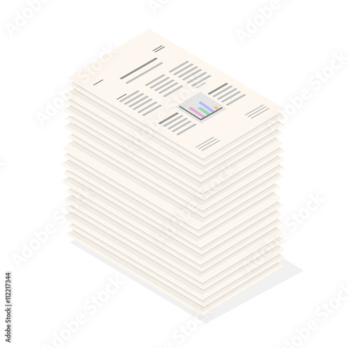 Vector illustration of office paper documents and paperwork.
Pile of documents with financial and business information.