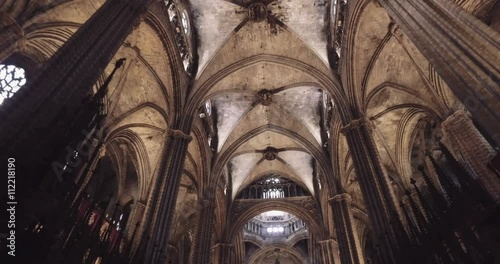 Roof, luster and columns inside the cathedral