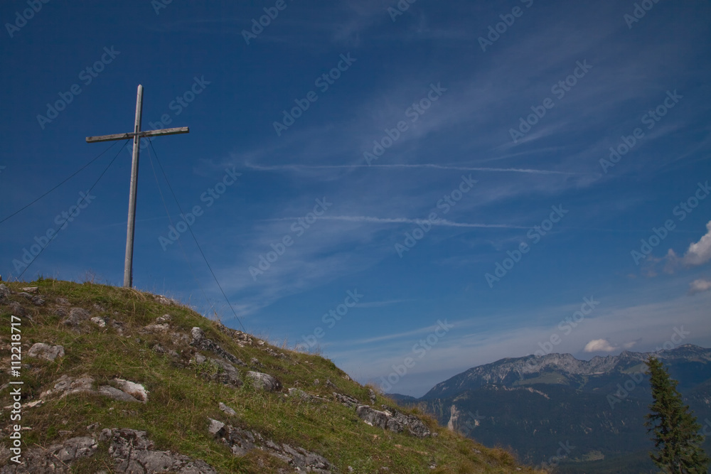 cross at mountain peak cross at mountain peak
