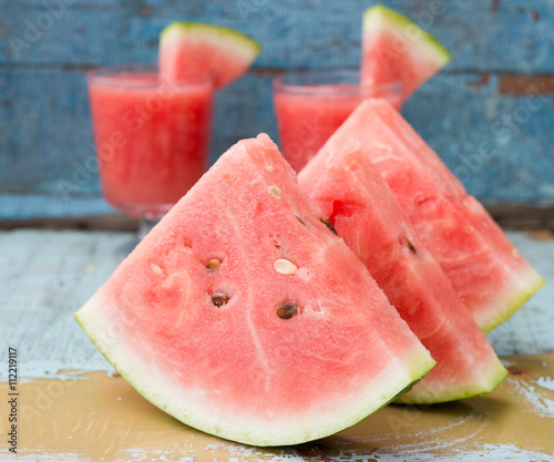 Slices of a fresh water-melon