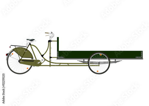 Cartoon cargo bike or rickshaw on a white background. Flat vector