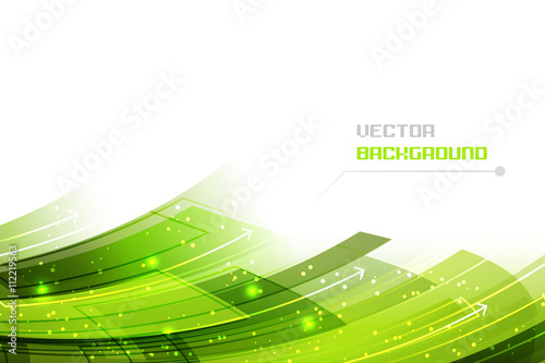 Business vector illustration with green abstract wavy pattern, glitter and arrows.