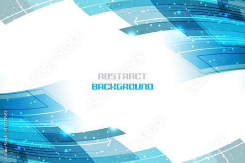 Business vector illustration with blue abstract wavy pattern, glitter and arrows.