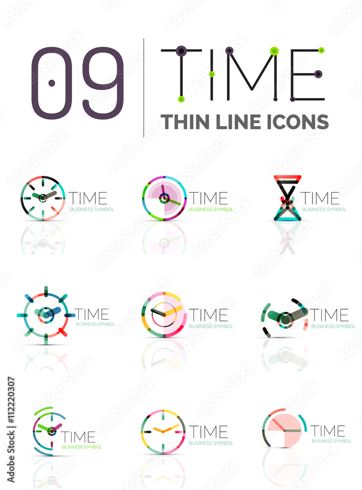 Geometric clock and time icon set Geometric clock and time icon set