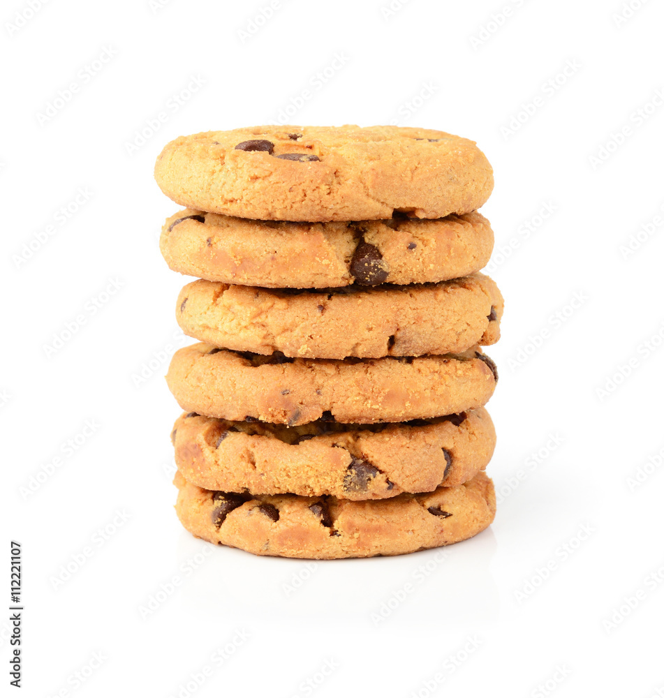 Chocolate chip cookies isolated on white background Chocolate chip cookies isolated on white background