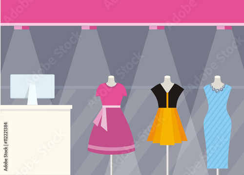 Shop Front Clothing Store Design Flat Style