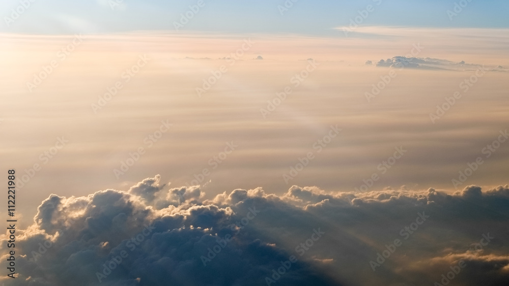 Clouds from airplane window.