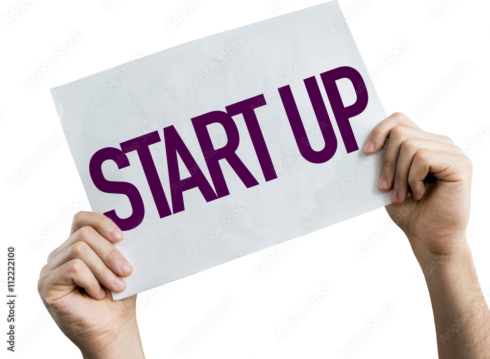 Start Up placard isolated on white background Start Up placard isolated on white background
