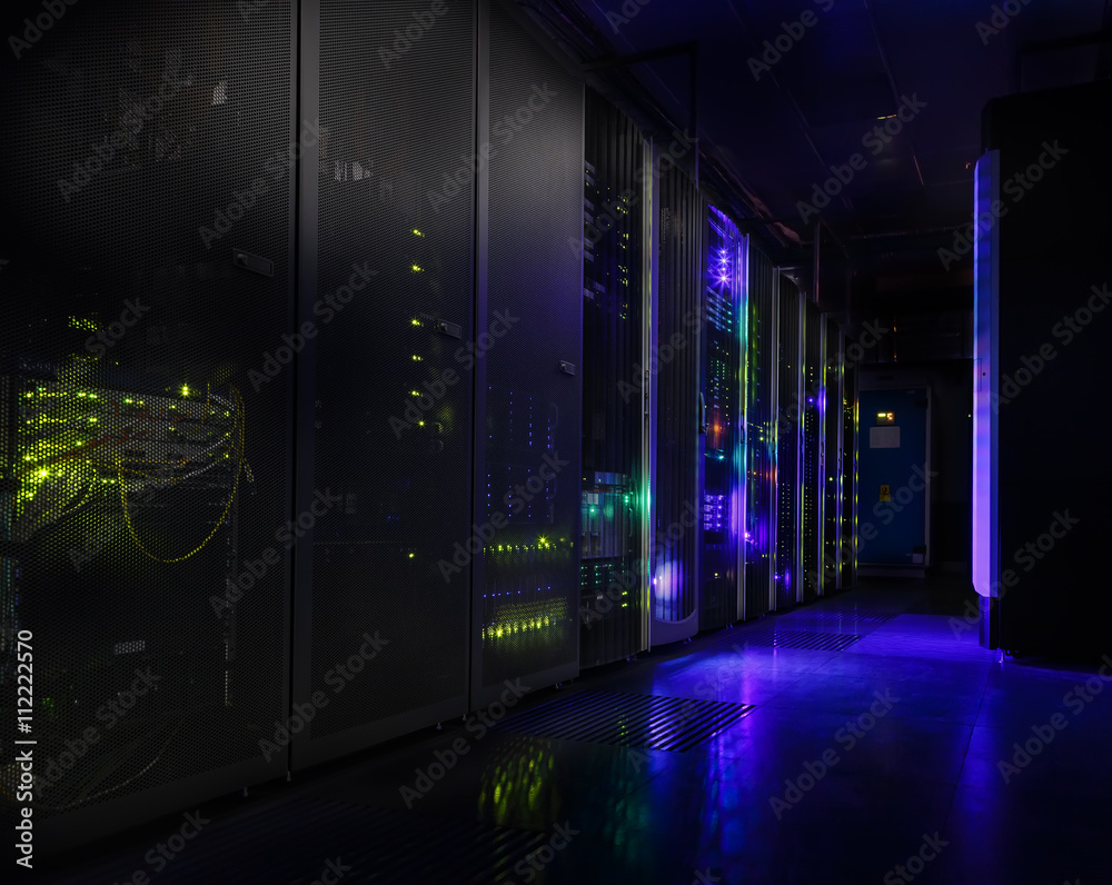 futuristic modern server room in data center futuristic modern server room in data center