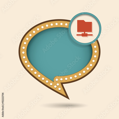 Dymek w stylu lat 70 z ikonką