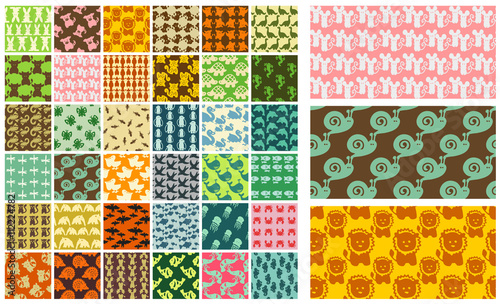 36 vector seamless patterns - hand drawn animals