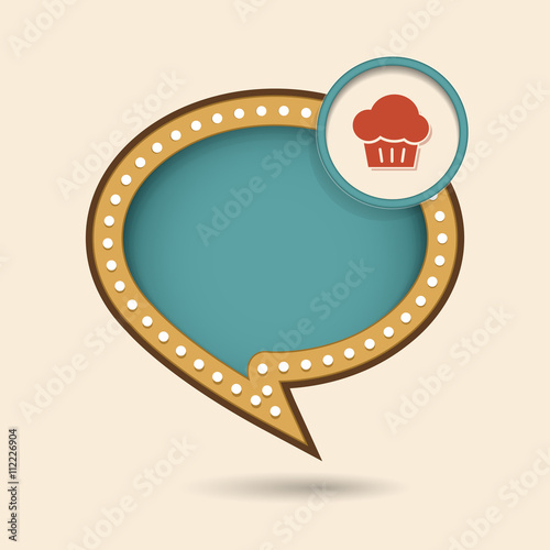 Dymek w stylu lat 70 z ikonką