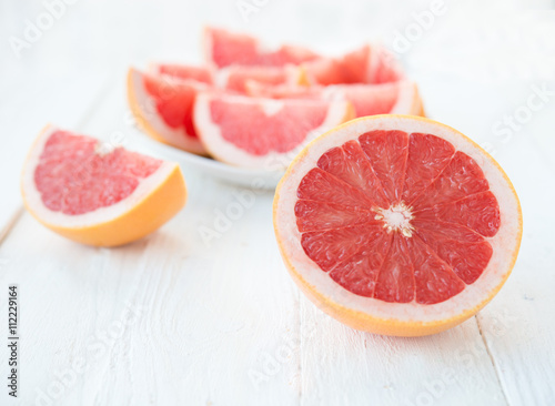 Slices of fresh red grapefruit 