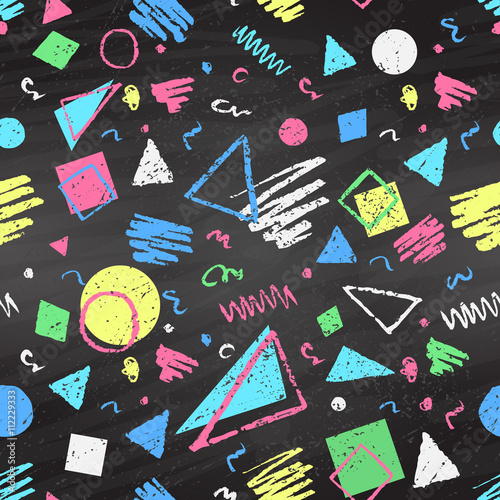 Geometric color chalked seamless pattern