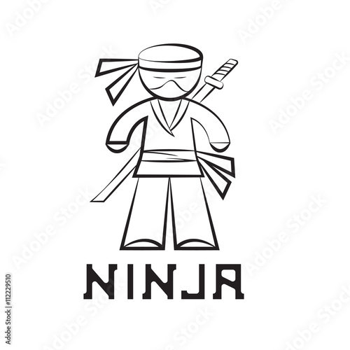 cartoon ninja young man vector design illustration