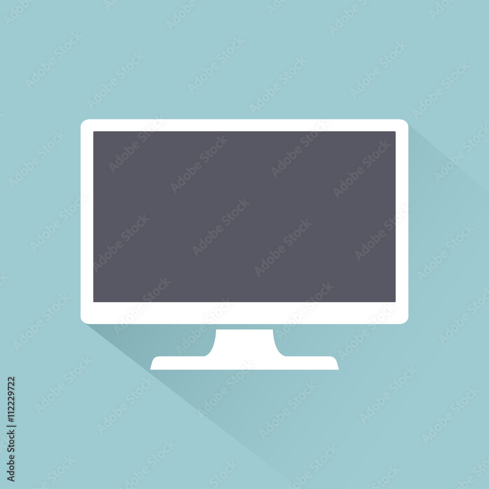 Monitor PC icon flat style with shadow isolated on a light background, vector illustration for web design Monitor PC icon flat style with shadow isolated on a light background, vector illustration for web design