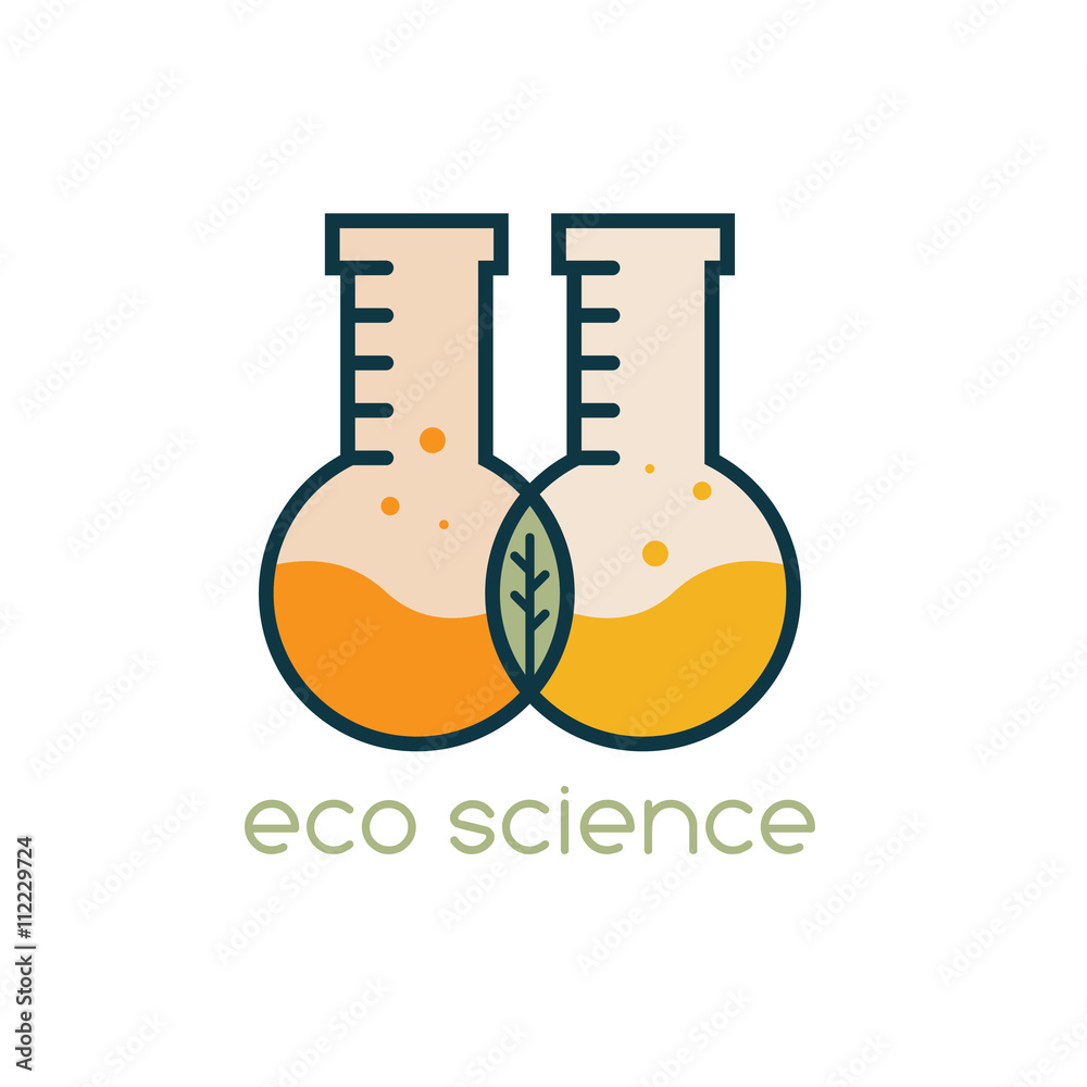 two test tubes with leaf eco science vector design template two test tubes with leaf eco science vector design template