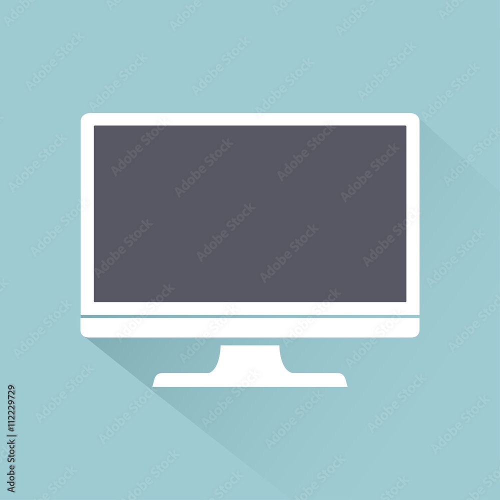 Monitor PC icon flat style with shadow isolated on a light background, vector illustration for web design Monitor PC icon flat style with shadow isolated on a light background, vector illustration for web design