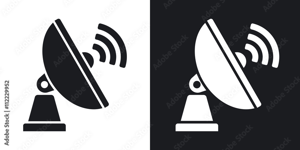 Vector Satellite Antenna icon. Two-tone version on black and white ...