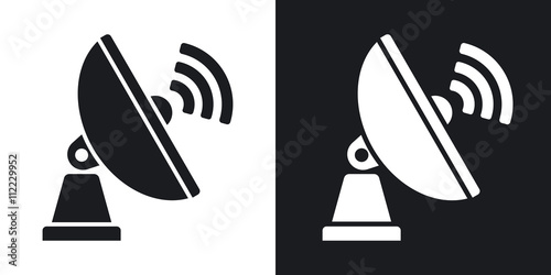 Vector Satellite Antenna icon. Two-tone version on black and white background