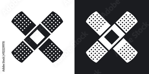 Vector Plaster icon. Two-tone version on black and white background