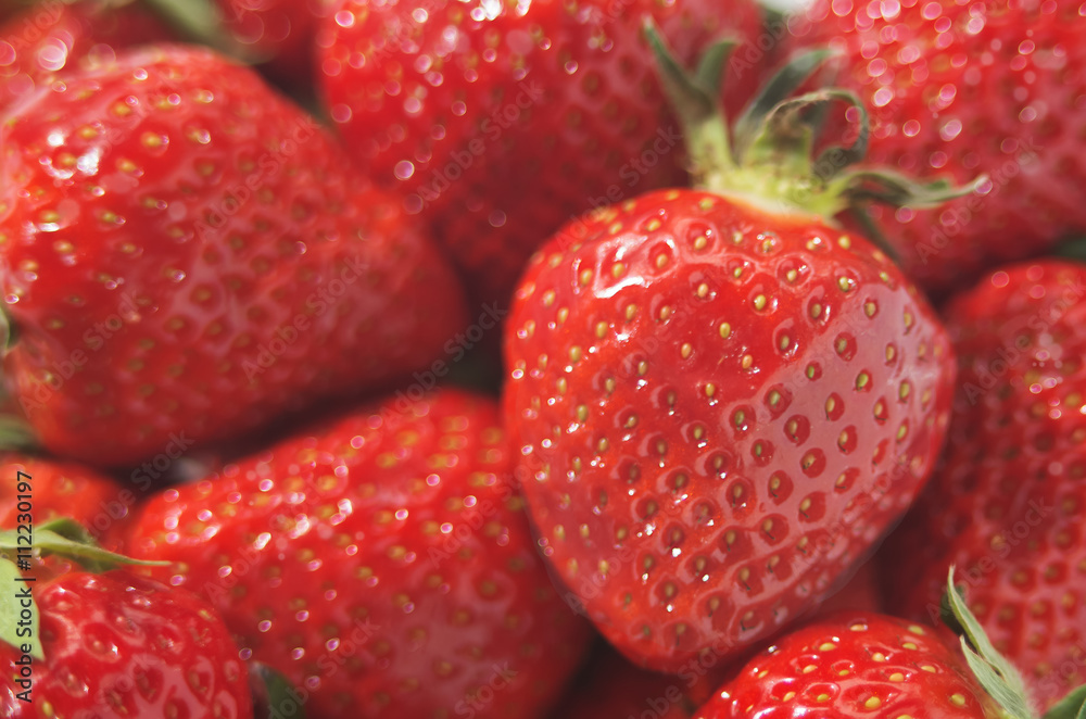 Nahaufnahme von frischen Erdbeeren Nahaufnahme von frischen Erdbeeren