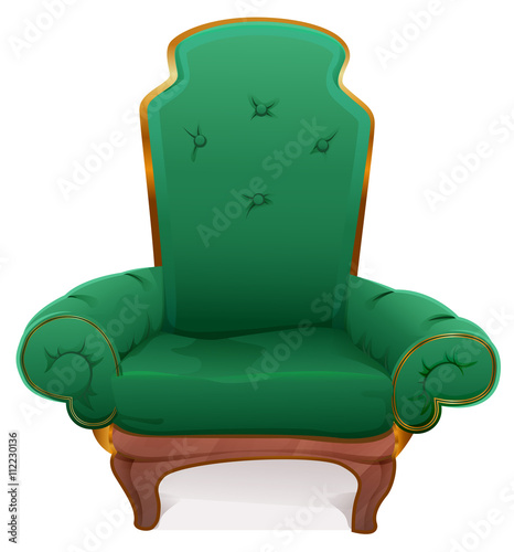 Green armchair. Cushioned furniture