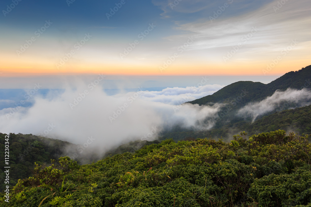 Mist of sea in twilight (Khao Luang Nakhon Si Thammarat, Thailand) Mist of sea in twilight (Khao Luang Nakhon Si Thammarat, Thailand)