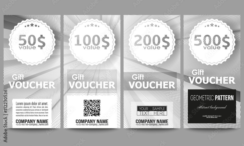 Obraz premium Modern gift voucher templates. Abstract lines background, simple monochrome texture