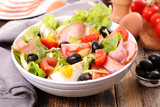 vegetable salad with egg and ham