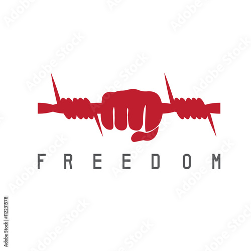 freedom concept with barbed wire and hand vector design template
