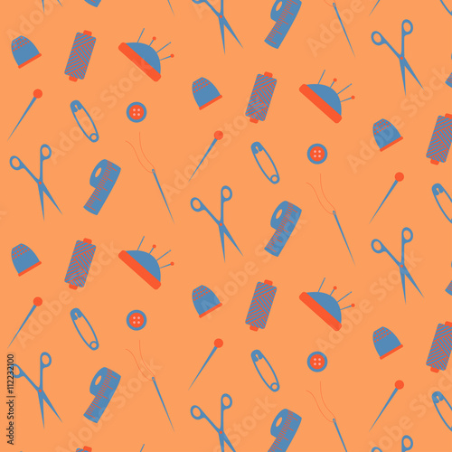 seamless vector pattern with sewing elements