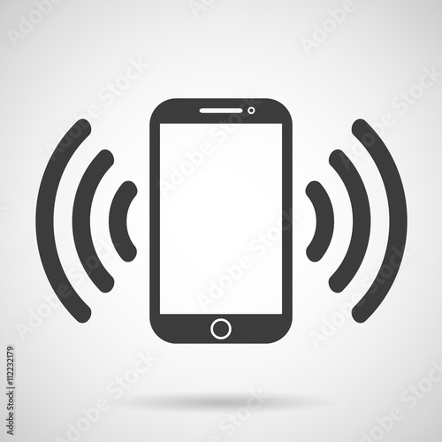 mobile phone icon with shadow on a white background, vector illustration stylish photo