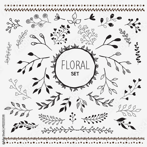 Hand Drawn Vector Floral elements 