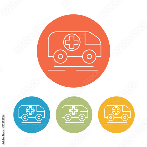 Veterinary bus medicine icons set isolated