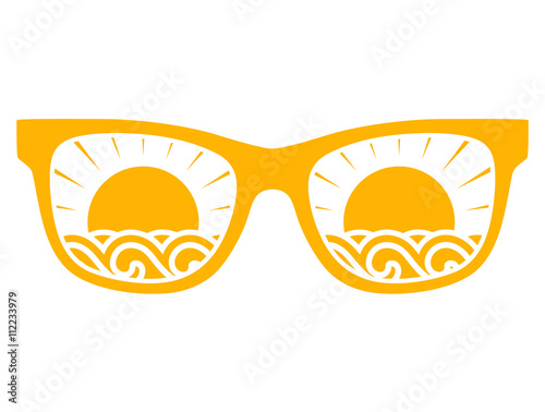 waves and sun in sunglasses
